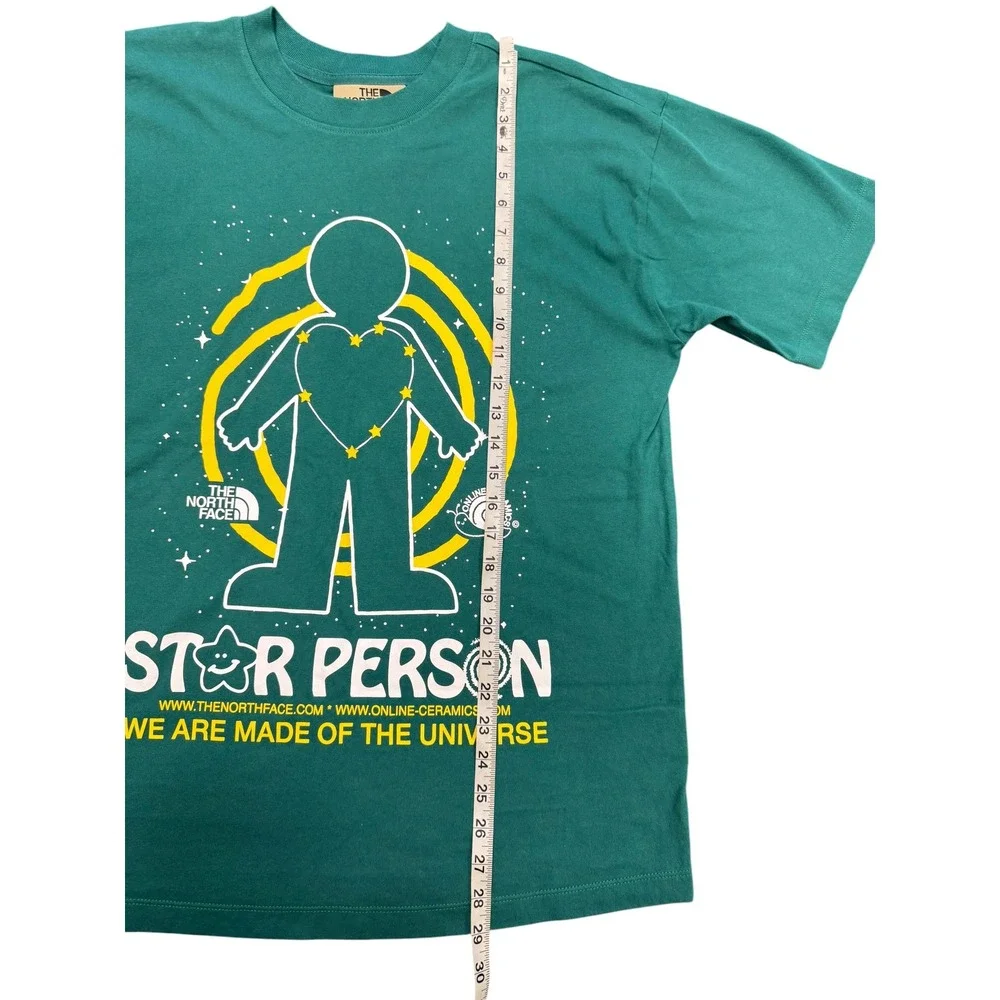 The North Face x Online Ceramics T-Shirt Mens Medium Green Excellent Star Person